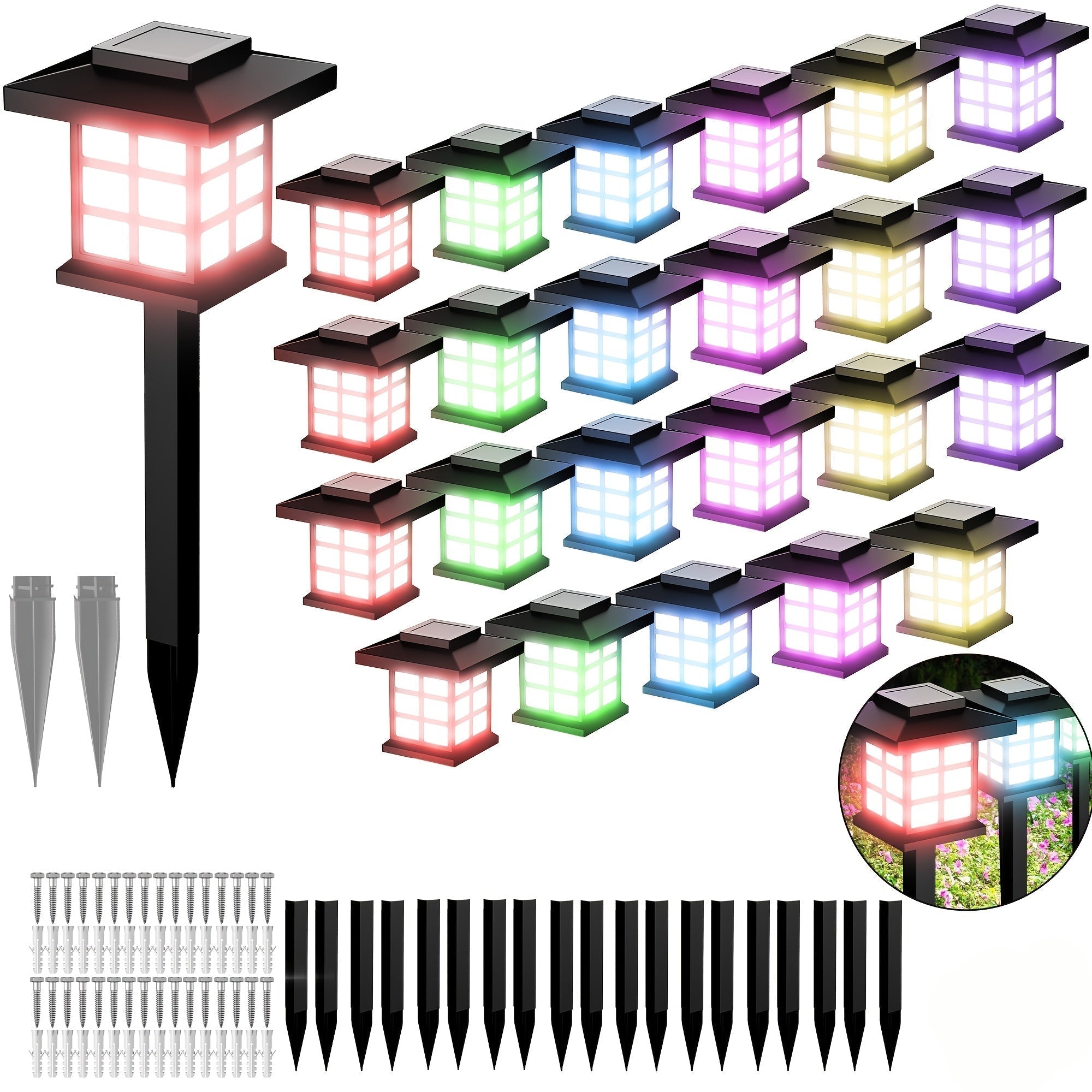 Multi Color Solar Lawn Pathway Lights