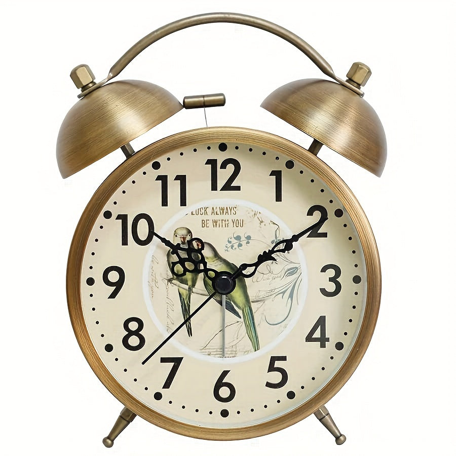 Scandinavian vintage luminous twin bell alarm clock with classic metal design