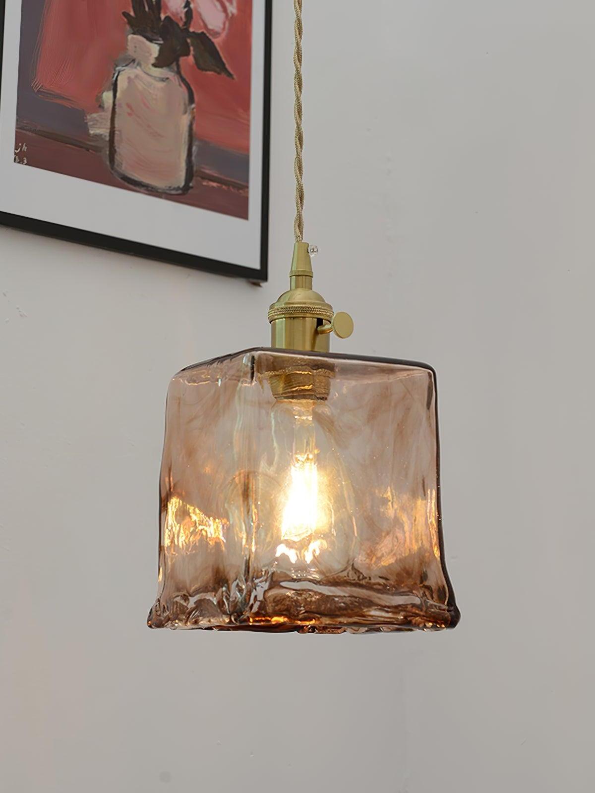 Corvin Brass And Amber Glass Pendant Light