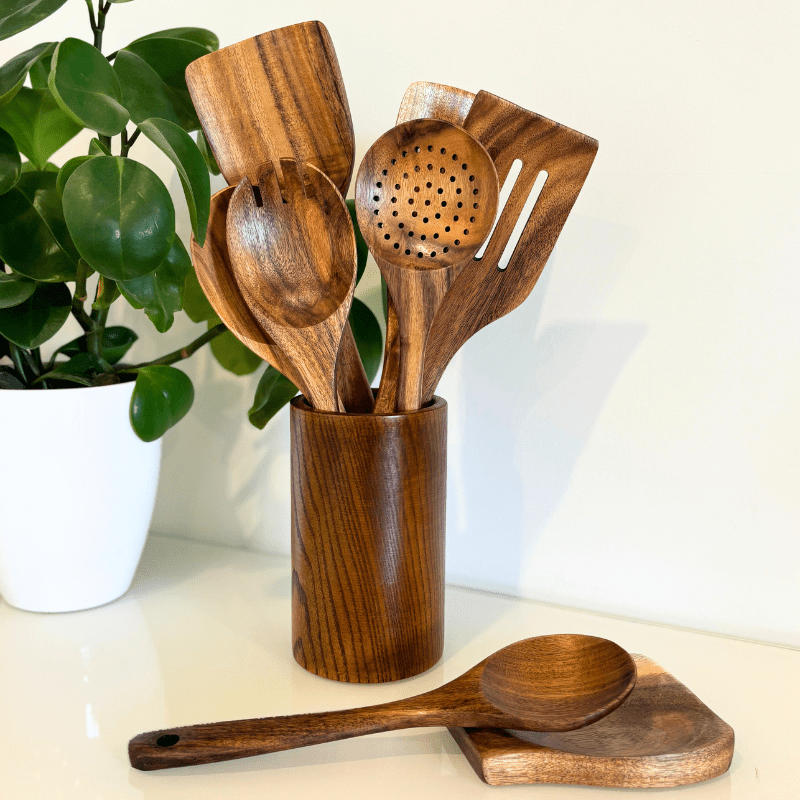 Set di utensili in teak PURETEAK per pentole antiaderenti