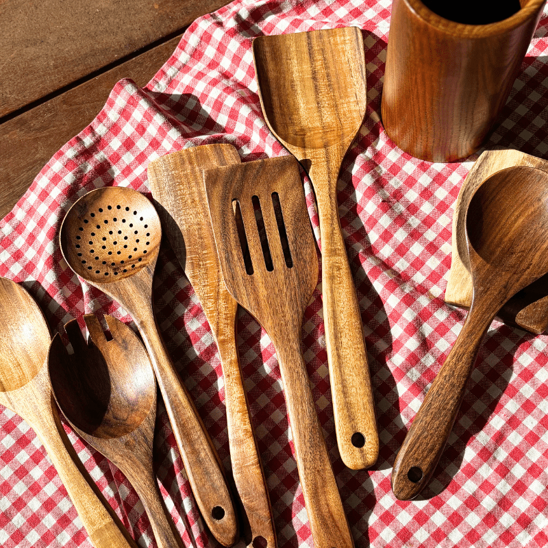 Set di utensili in teak PURETEAK per pentole antiaderenti