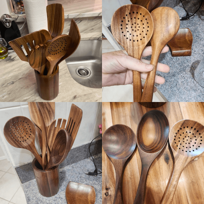 Set di utensili in teak PURETEAK per pentole antiaderenti