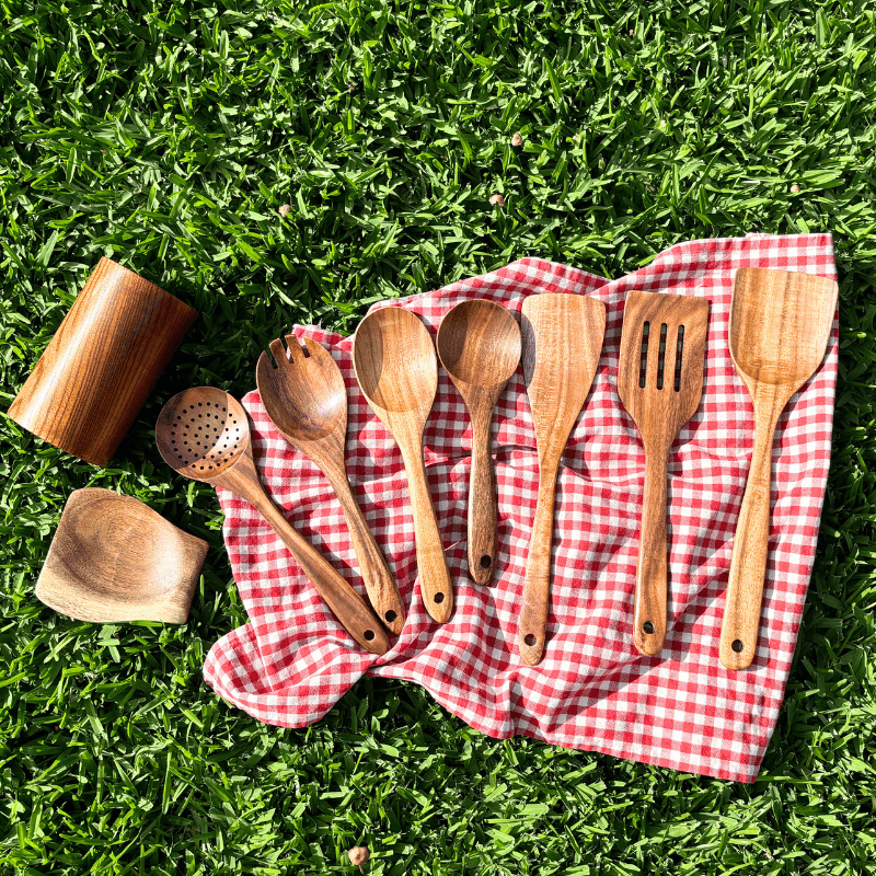 Set di utensili in teak PURETEAK per pentole antiaderenti