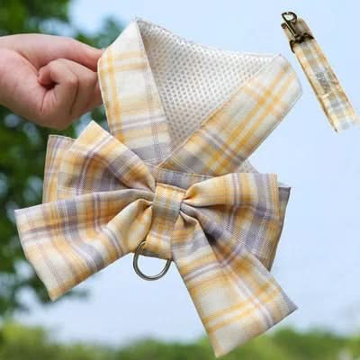 AuroraPaw Adjustable Dog Harness With Elegant Bow For Stylish Walks