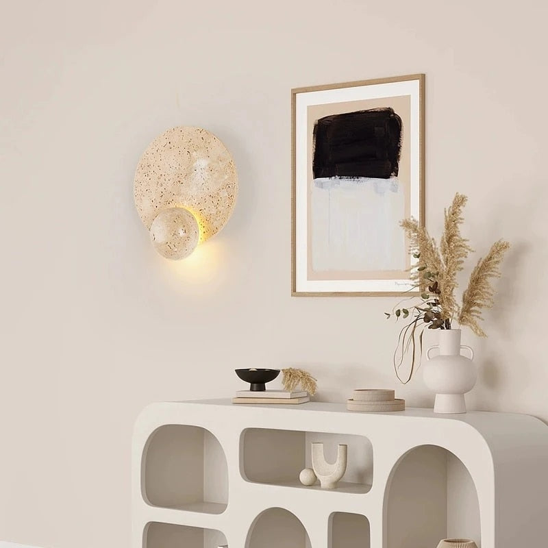 Nova Stone Wall Light With Cream Beige Shade Boho Glow