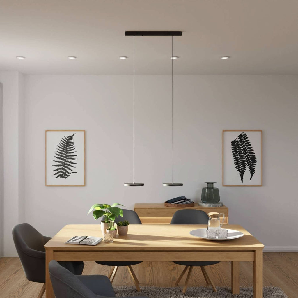 Lámpara colgante de aluminio con LED de 3-4 luces, negra, regulable, lámpara moderna para comedor