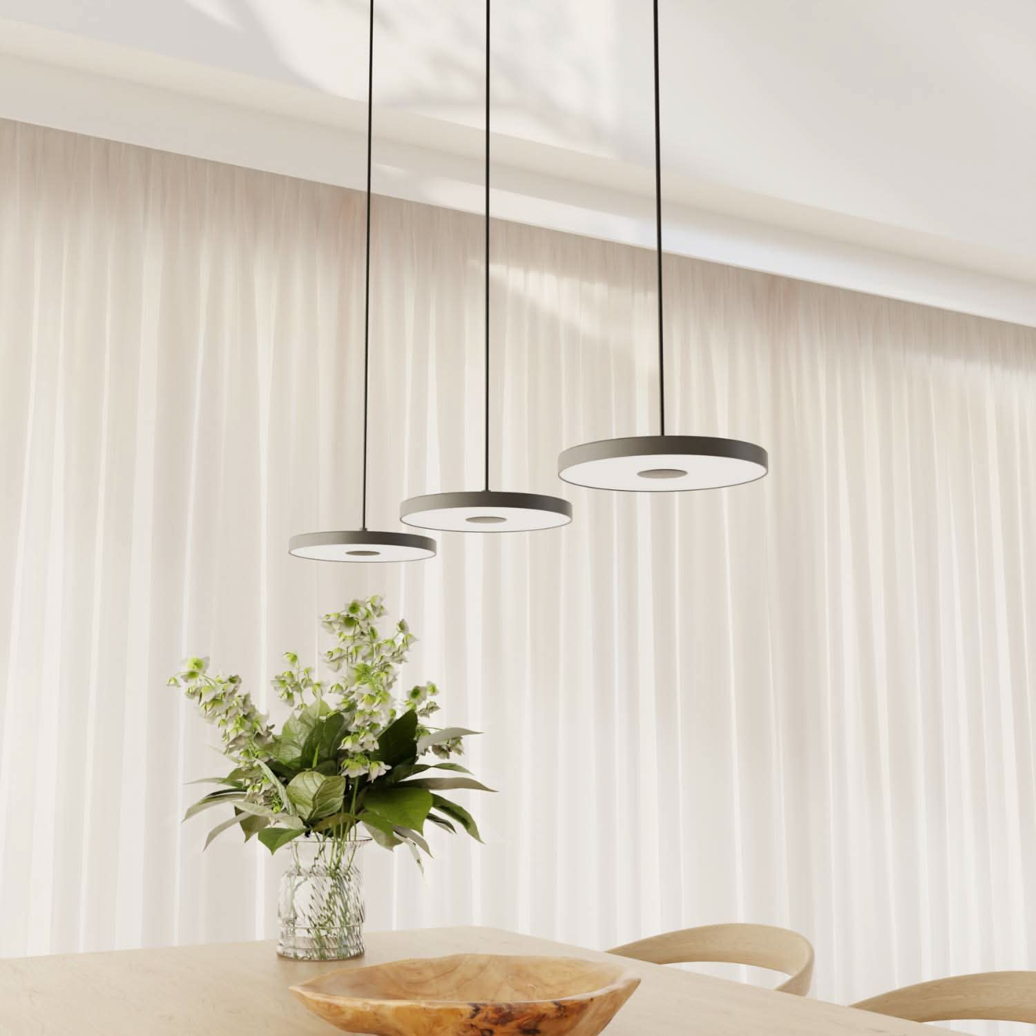 Lámpara colgante de aluminio con LED de 3-4 luces, negra, regulable, lámpara moderna para comedor