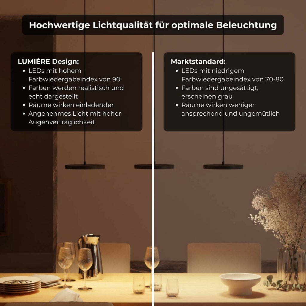 Lámpara colgante de aluminio con LED de 3-4 luces, negra, regulable, lámpara moderna para comedor