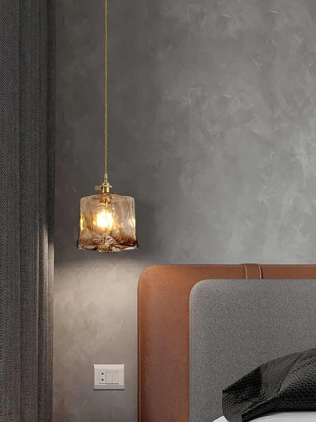 Corvin Brass And Amber Glass Pendant Light