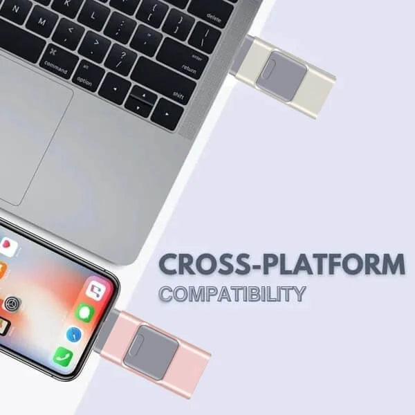 כונן פלאש USB 4 ב-1 לסמארטפון וטאבלט USB-A, USB-C, מיקרו-USB, לייטנינג