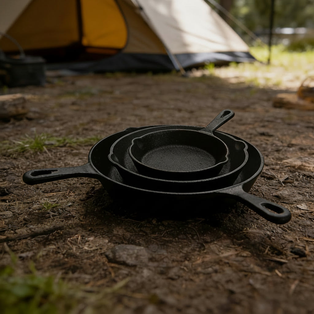 Non Coated Frying Pan Set for Even Heat Cooking