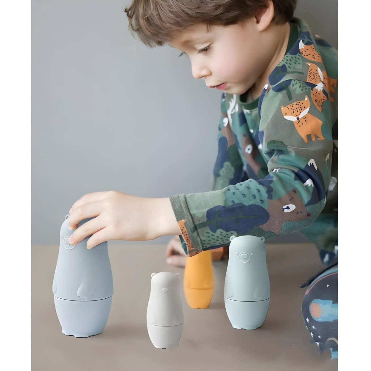 BrightNest Stackable Silicone Nesting Dolls for Fine Motor Skills