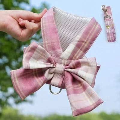 AuroraPaw Adjustable Dog Harness With Elegant Bow For Stylish Walks