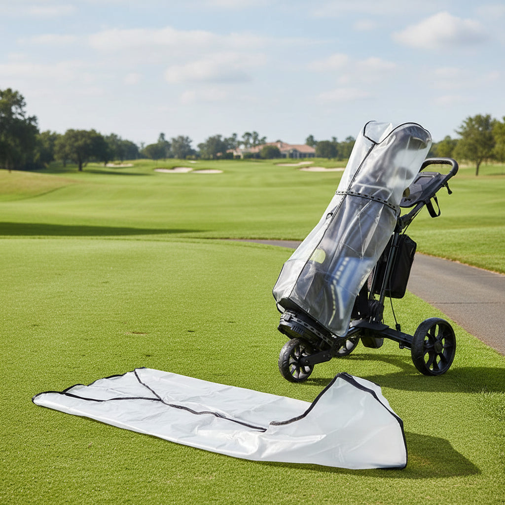 Copertura trasparente antipioggia per sacca da golf