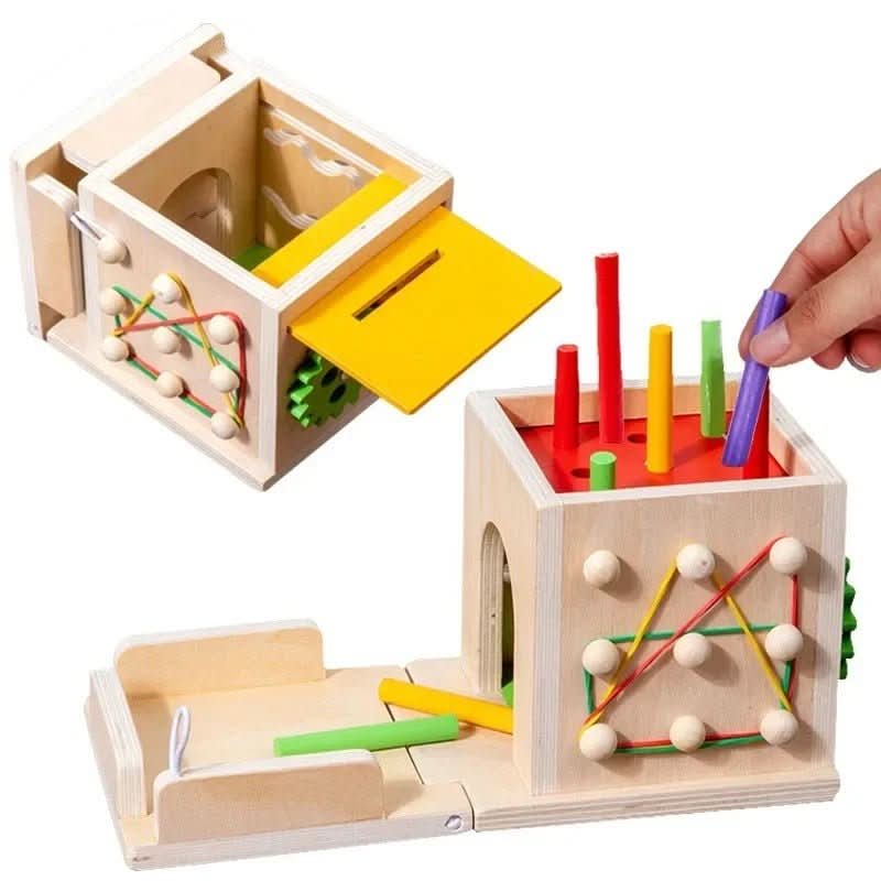 CurioCube Montessori Toy Box With Eight Learning Activities For Babies