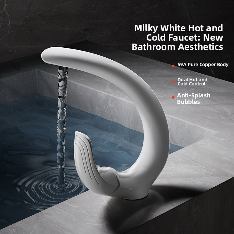 White C-Shaped Basin Faucet
