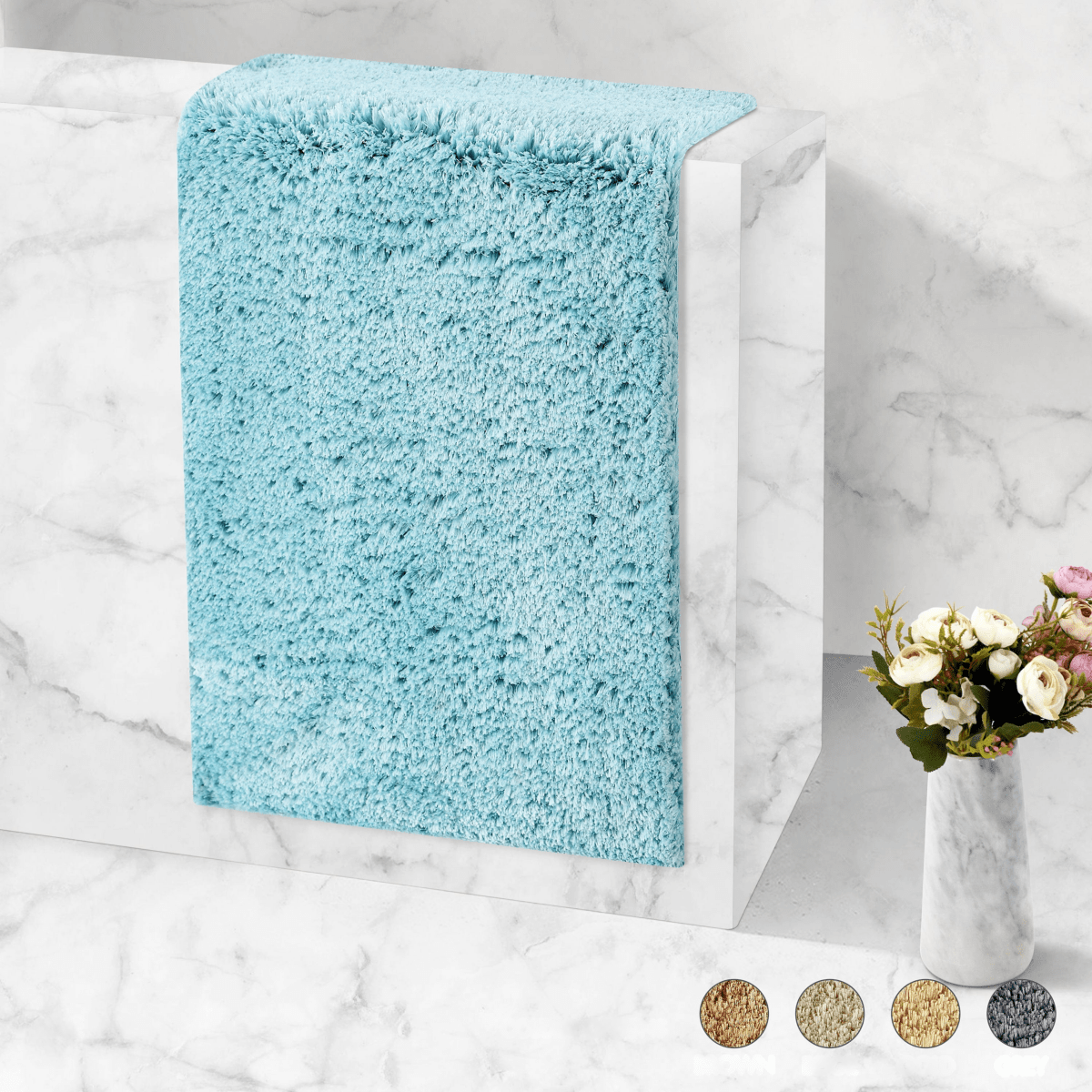 Veloura Absorbent Plush Bath Mat With Non Slip For Soft Comfort