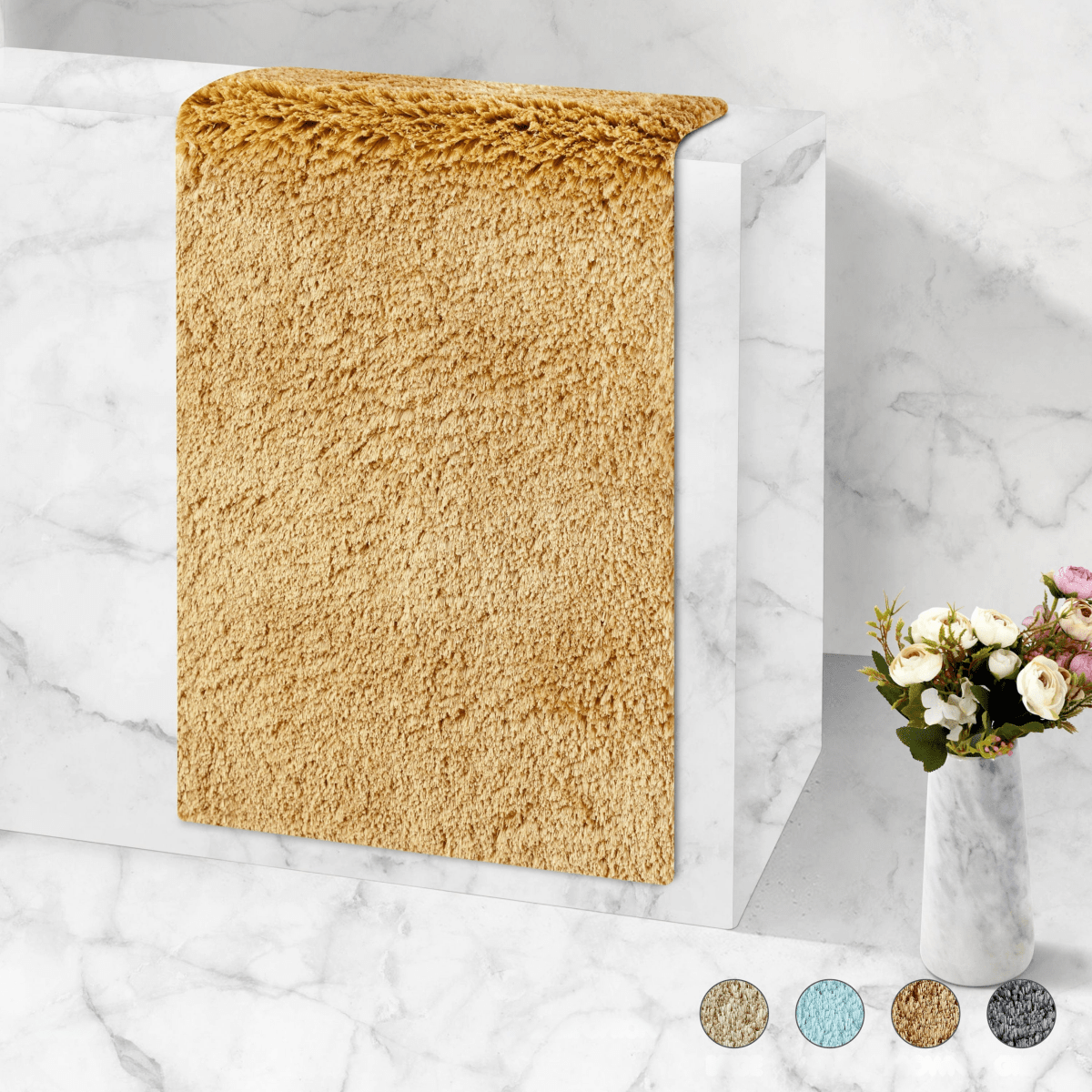 Veloura Absorbent Plush Bath Mat With Non Slip For Soft Comfort