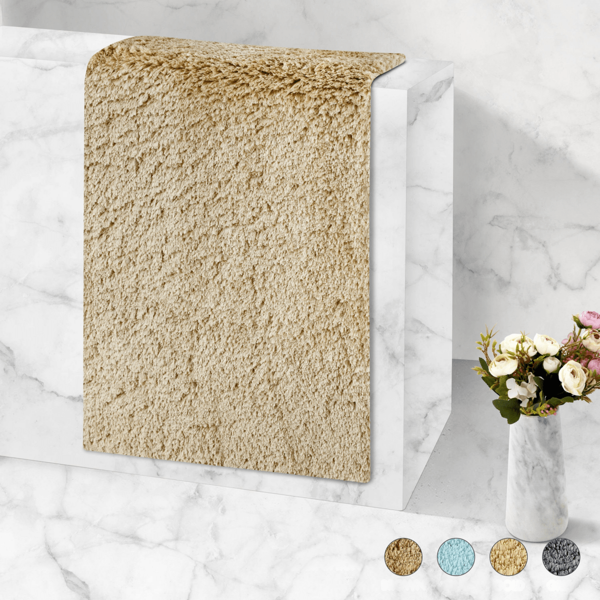 Veloura Absorbent Plush Bath Mat With Non Slip For Soft Comfort