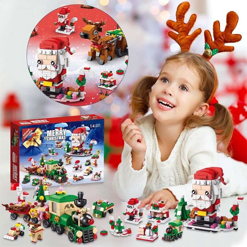 BlockNest Kreativ Julekalender med 12 Byggeklodser til Juletræsjov