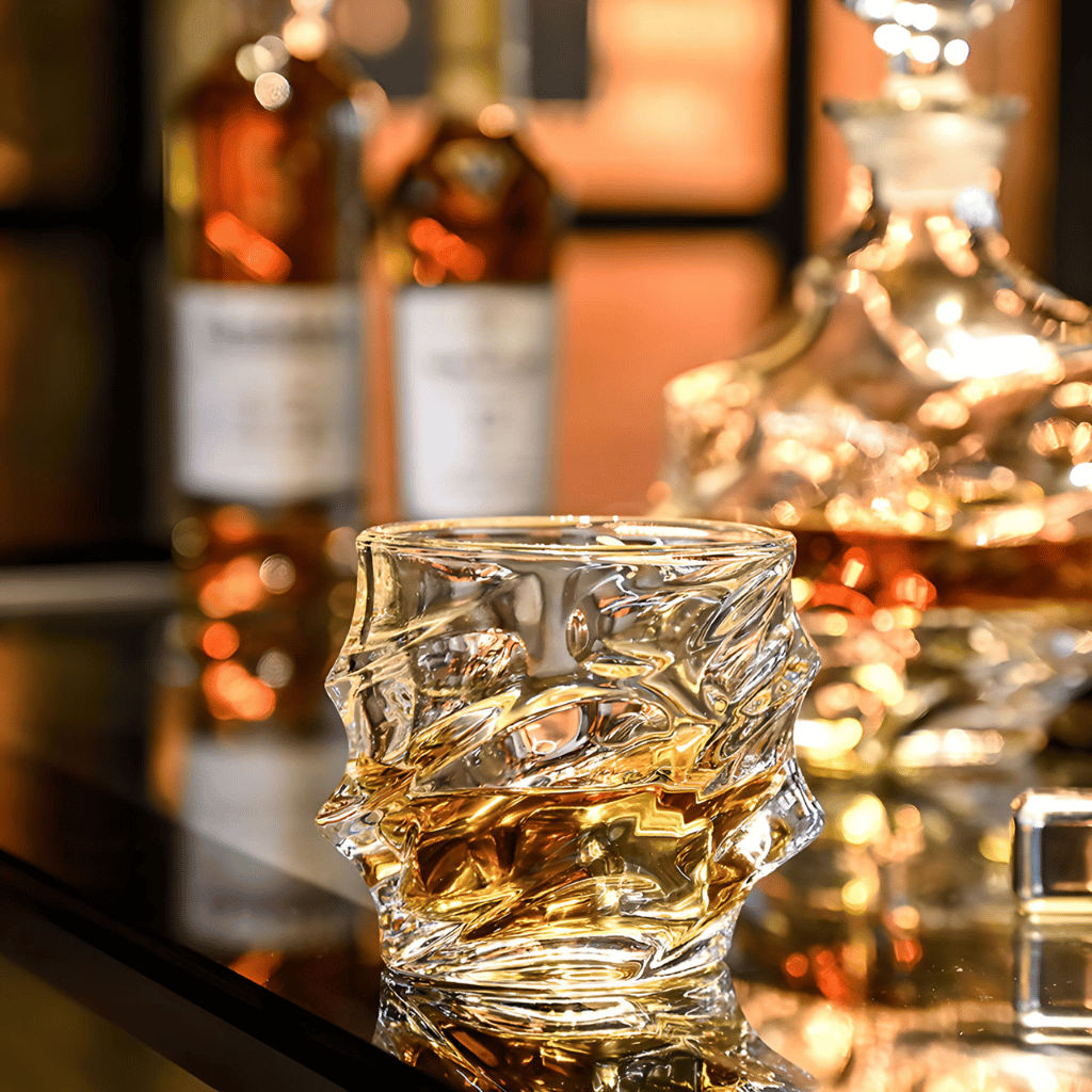 Whisky Glass With Tornado Shape, 300ml, Handmade Spiral Japanese Design
