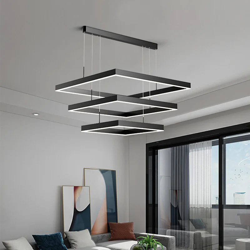 Nova Square LED Chandelier for Modern Living Room Lighting