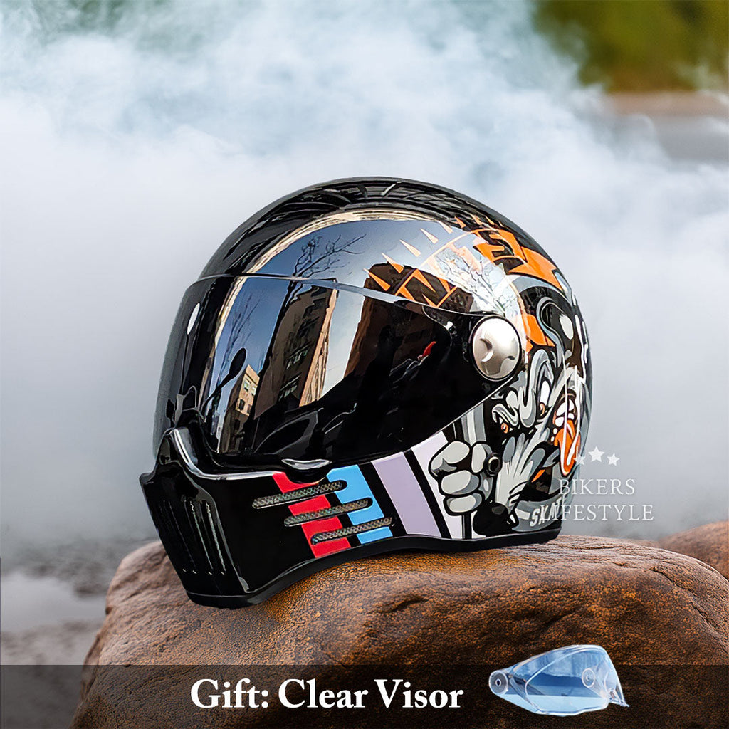 Kask motocyklowy ApexTrail Full Face Cruiser z pełną osłoną twarzy, zatwierdzony przez DOT i ECE | Fervei