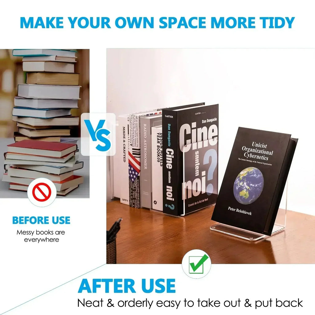 Sturdy Bookends Made of Transparent Acrylic for Home or Office