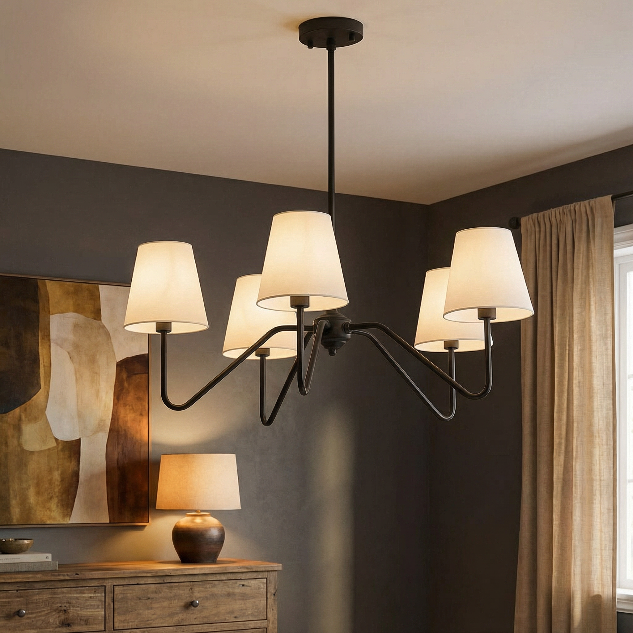 LumaSilk elegantní moderní hedvábný lustr do ložnice