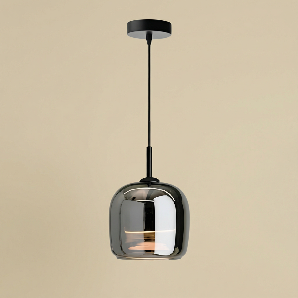 LumaGrace Elegant Smoky Gray Glass Kitchen Pendant Light Fixture
