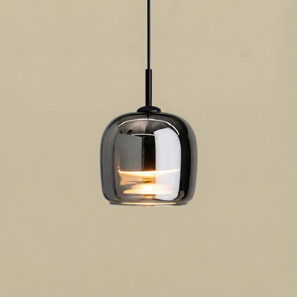 LumaGrace Elegant Smoky Gray Glass Kitchen Pendant Light Fixture