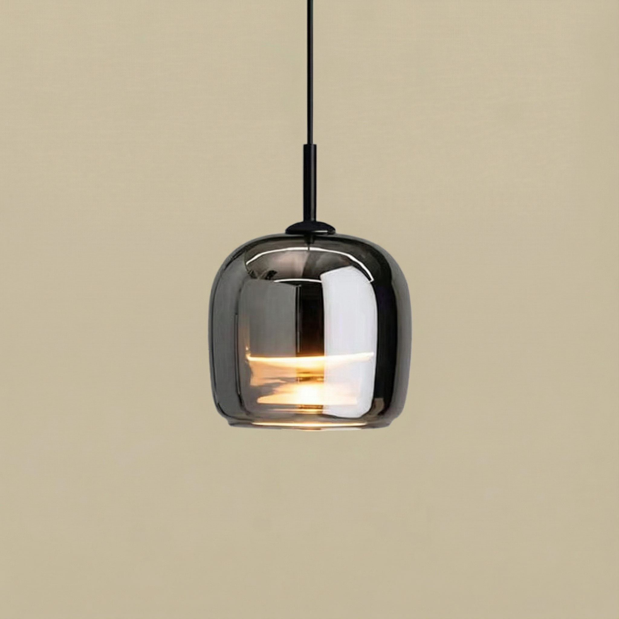 LumaGrace Elegant Smoky Gray Glass Kitchen Pendant Light Fixture