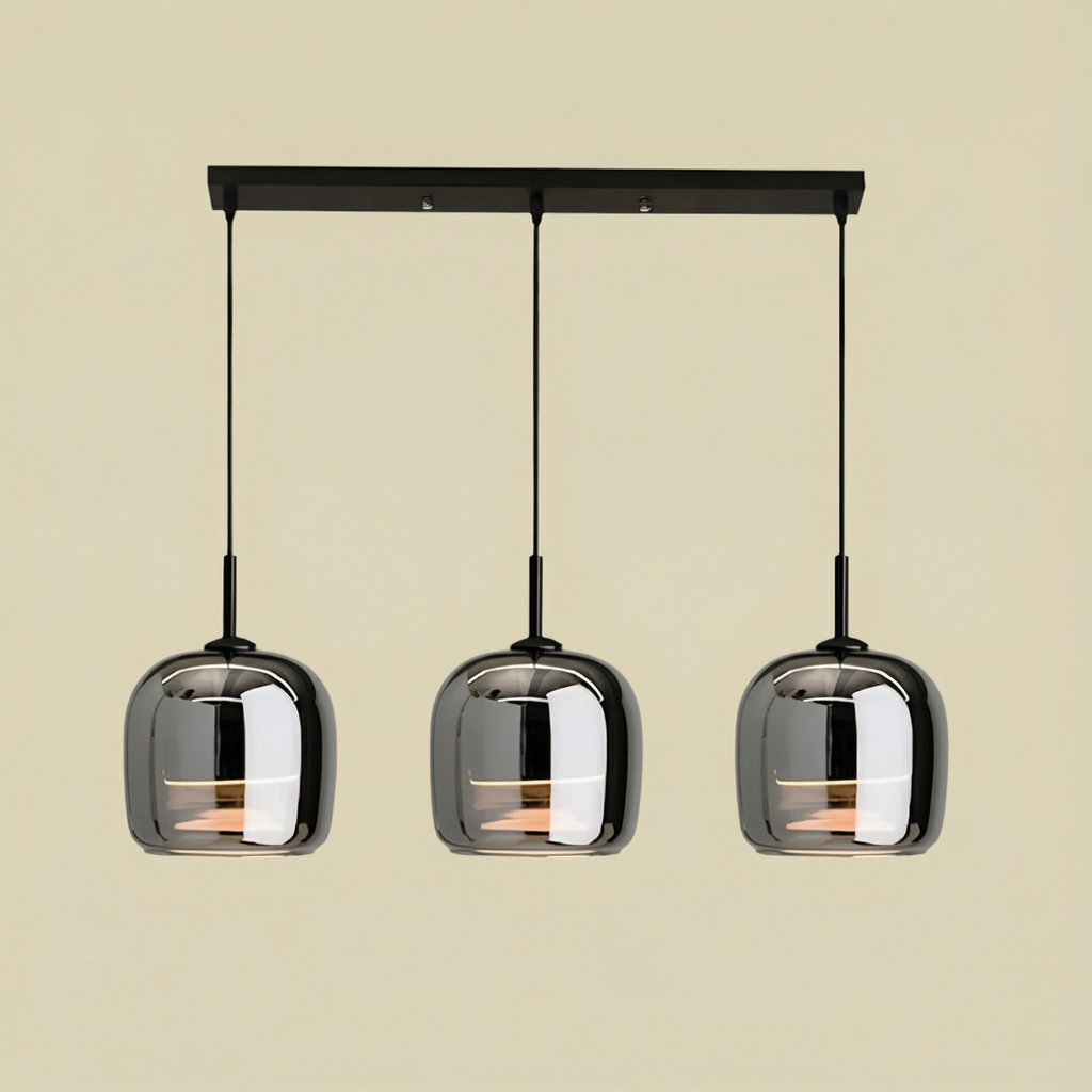 LumaGrace Elegant Smoky Gray Glass Kitchen Pendant Light Fixture