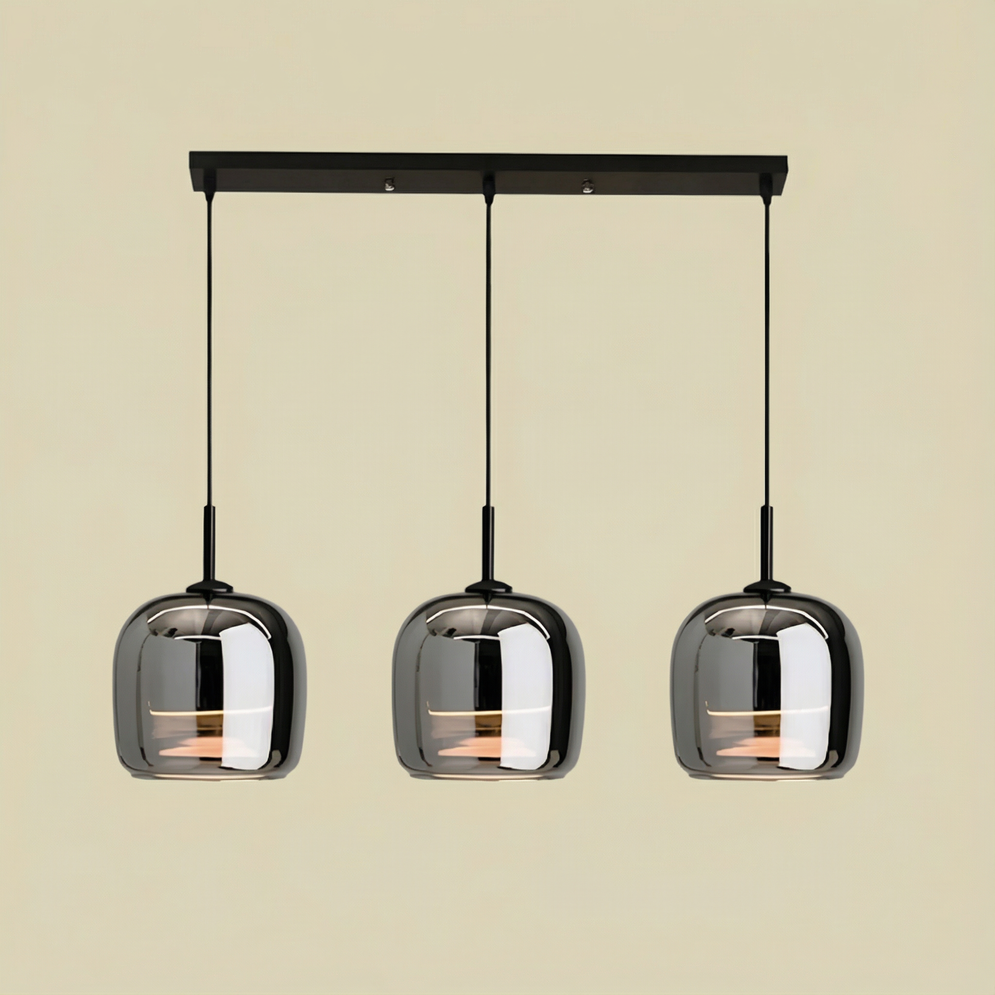 LumaGrace Elegant Smoky Gray Glass Kitchen Pendant Light Fixture
