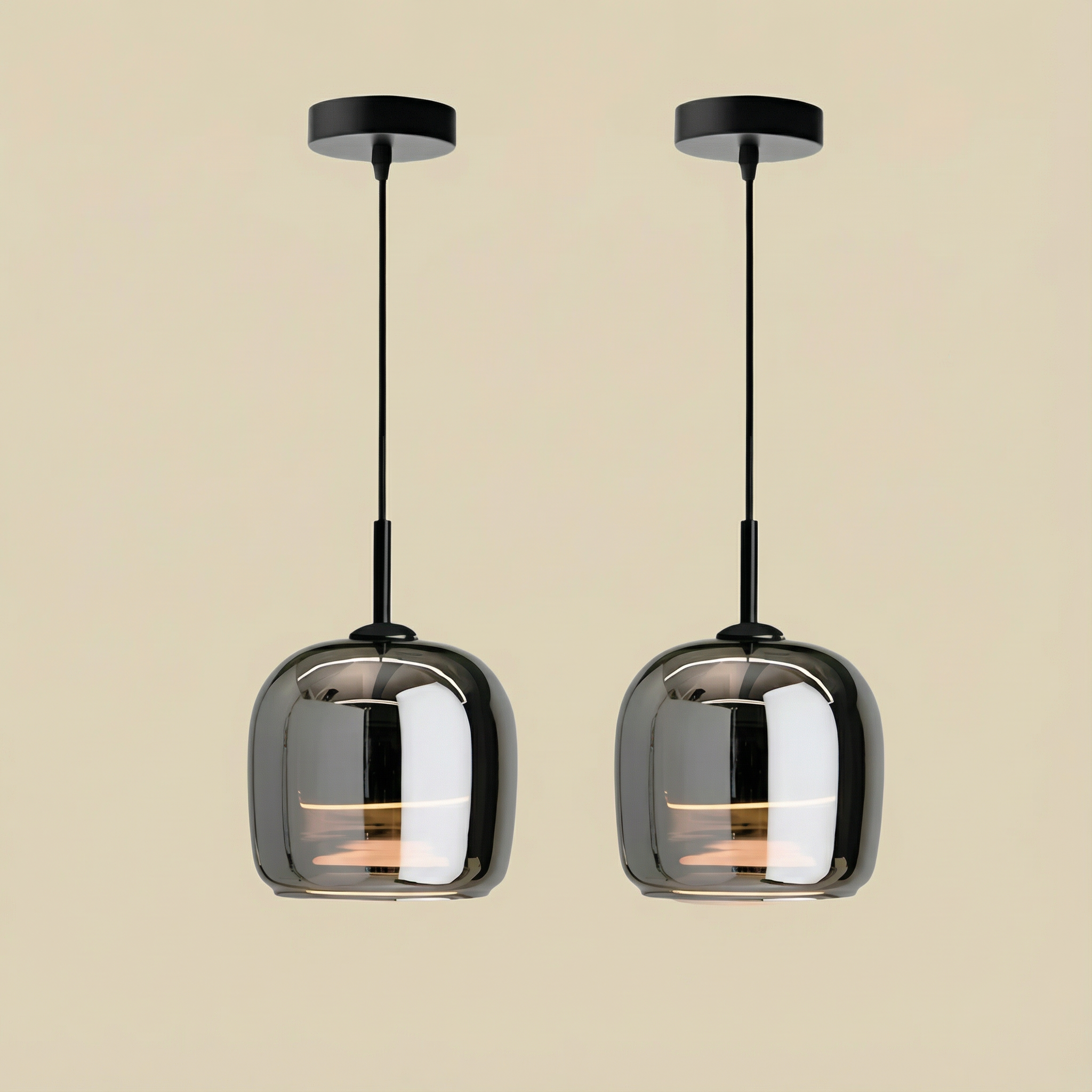LumaGrace Elegant Smoky Gray Glass Kitchen Pendant Light Fixture