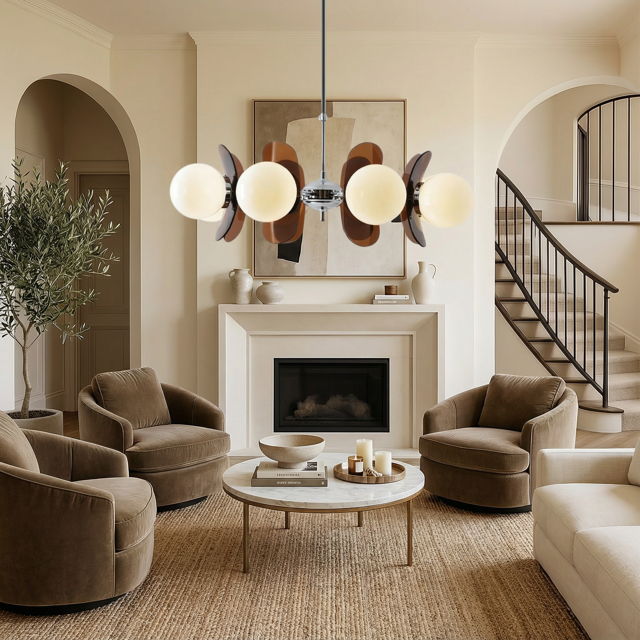 Astra Arc Modern Elegant Five-Head Chandelier Light Fixture