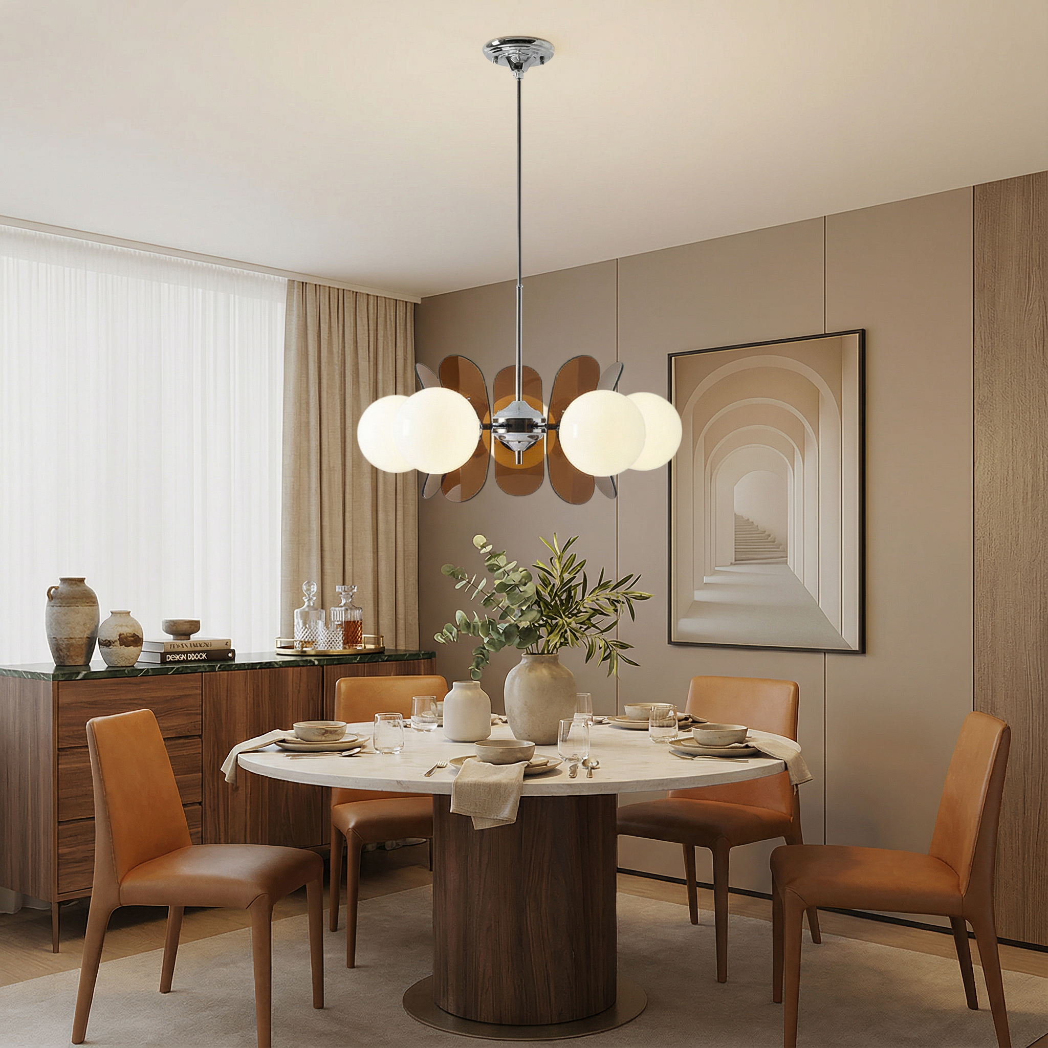 Astra Arc Modern Elegant Five-Head Chandelier Light Fixture