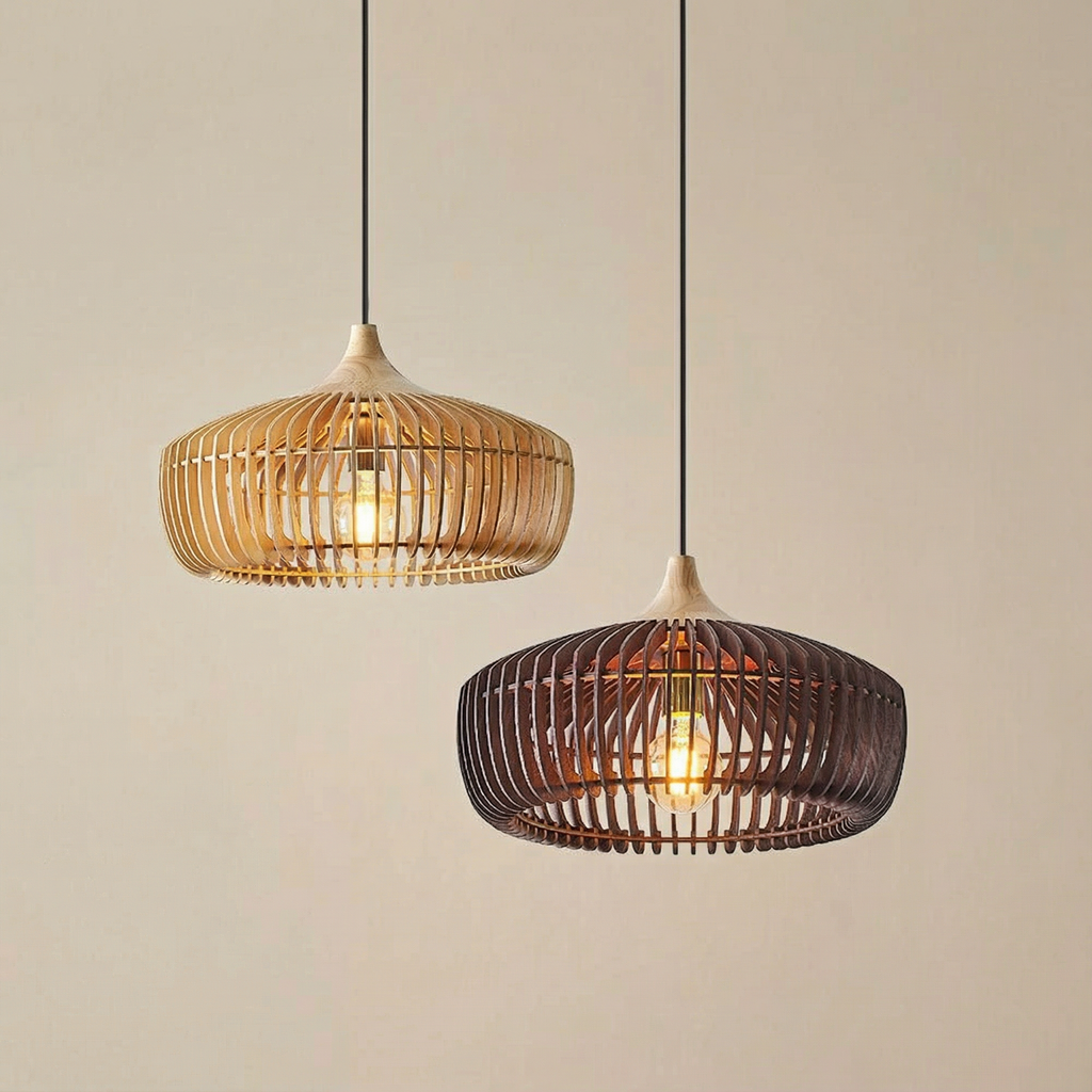 Elmora Elegant Natural Wood Nordic Kitchen Pendant Light