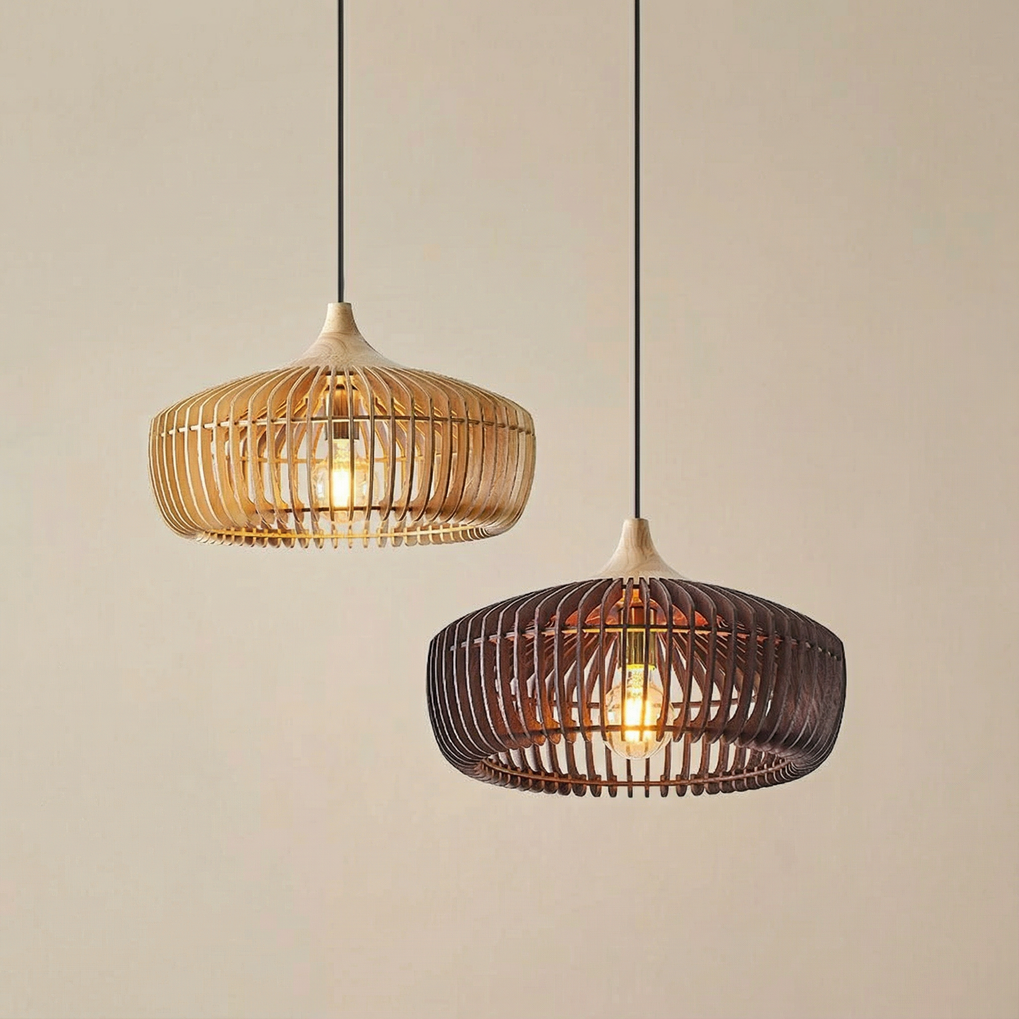 Elmora Elegant Natural Wood Nordic Kitchen Pendant Light
