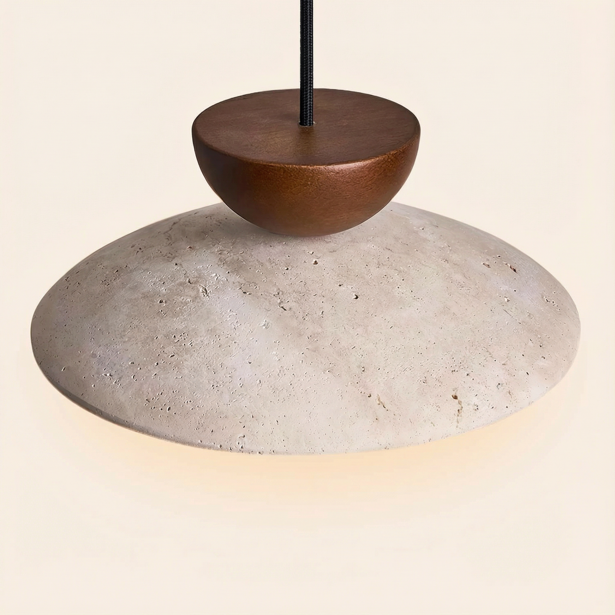 Lampada a Sospensione LumenOak con Legno Naturale e Vetro per Cucina