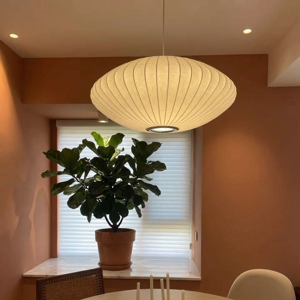 Luma Silk elegante zeitgenössische Pendelleuchte mit Seidenschirm