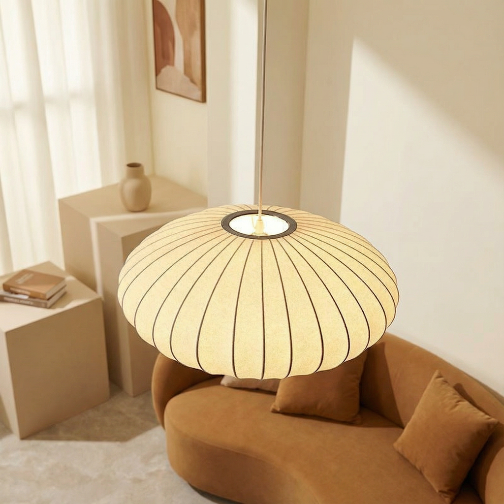 Luma Silk elegante zeitgenössische Pendelleuchte mit Seidenschirm