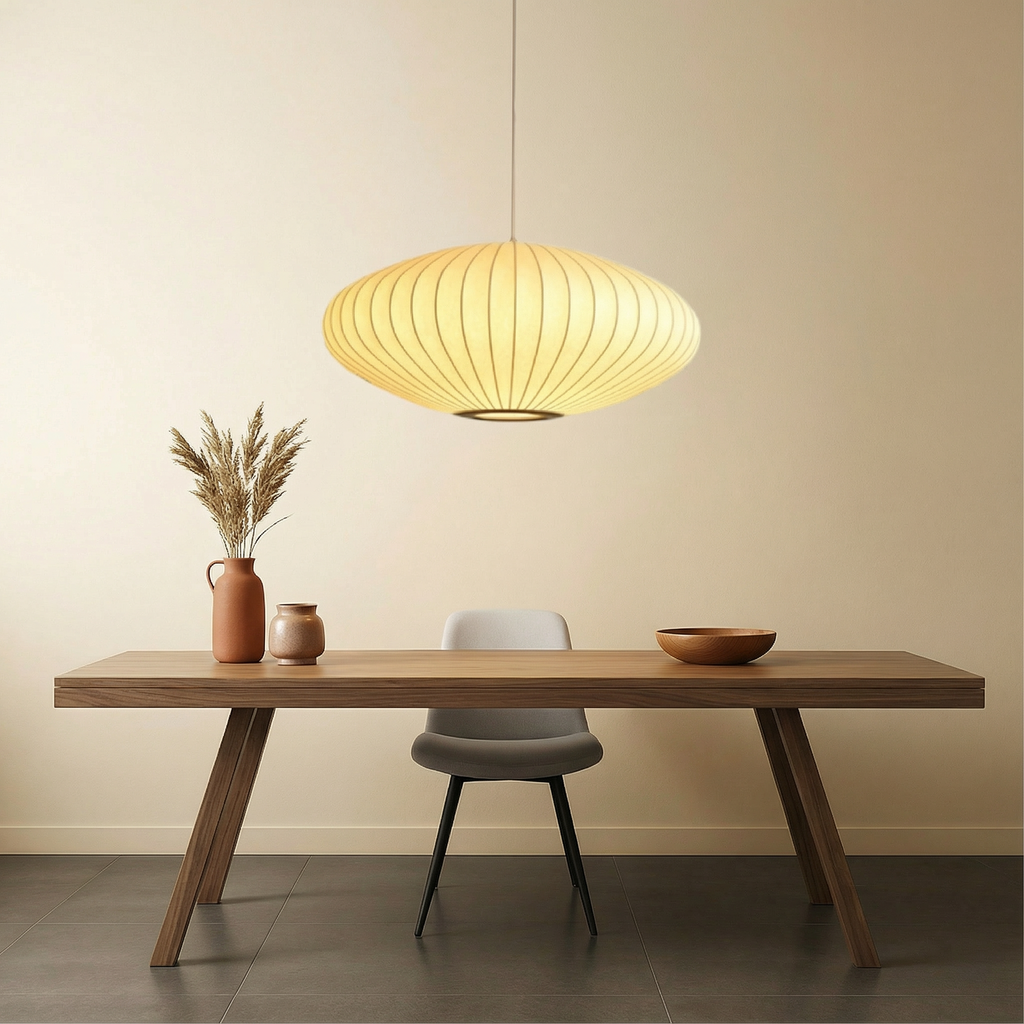 Luma Silk elegante zeitgenössische Pendelleuchte mit Seidenschirm