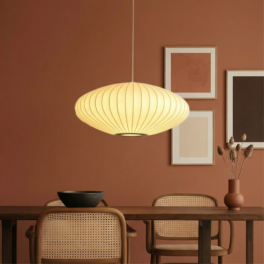 Luma Silk elegante zeitgenössische Pendelleuchte mit Seidenschirm