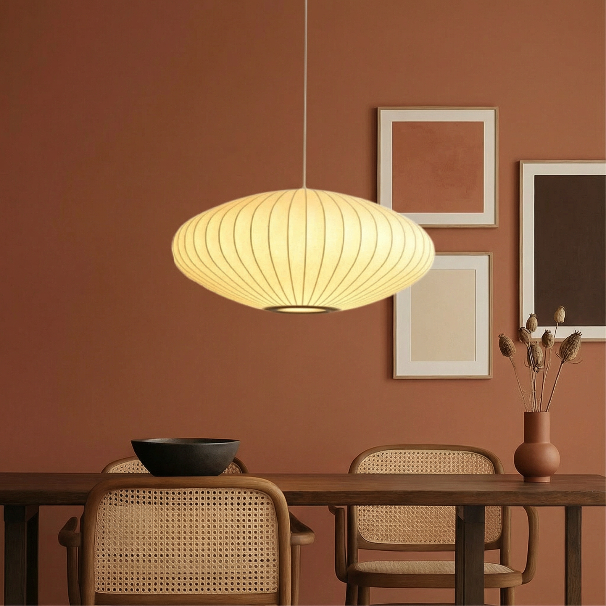 Luma Silk elegante zeitgenössische Pendelleuchte mit Seidenschirm