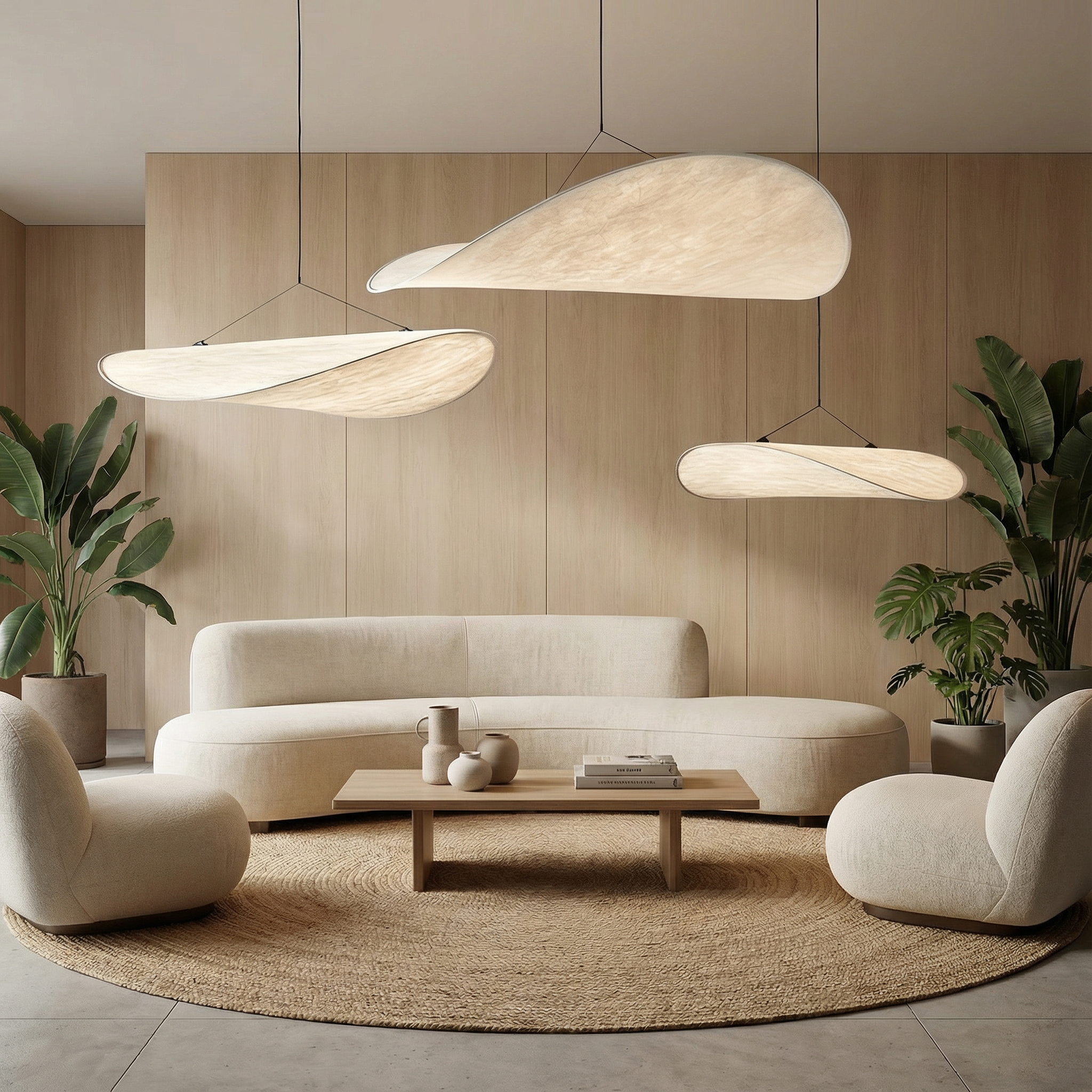 LumaSilk Elegant Minimalist Japandi Pendant Light Fixture