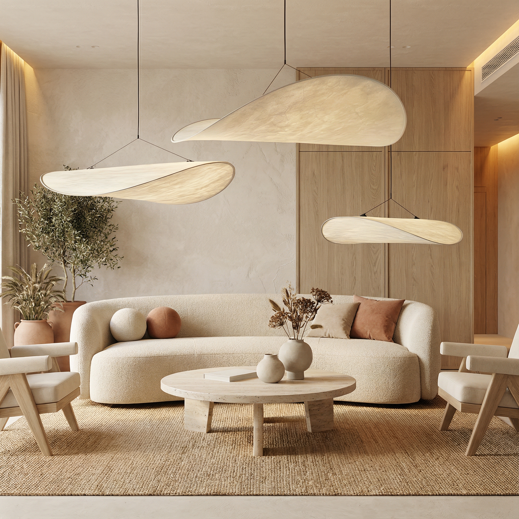 LumaSilk Elegant Minimalist Japandi Pendant Light Fixture
