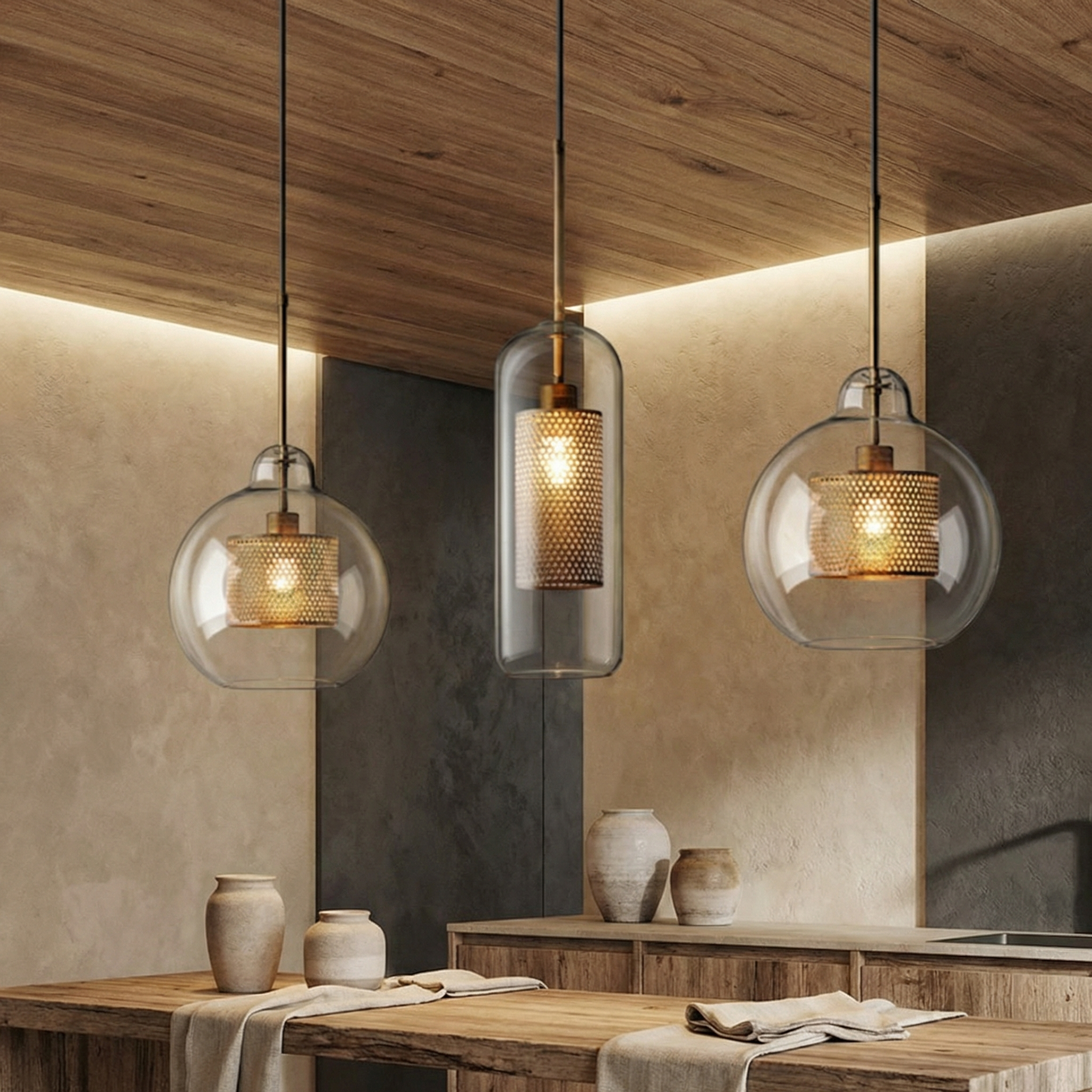 Lampada a Sospensione in Vetro Regolabile LuminaArc per Cucina