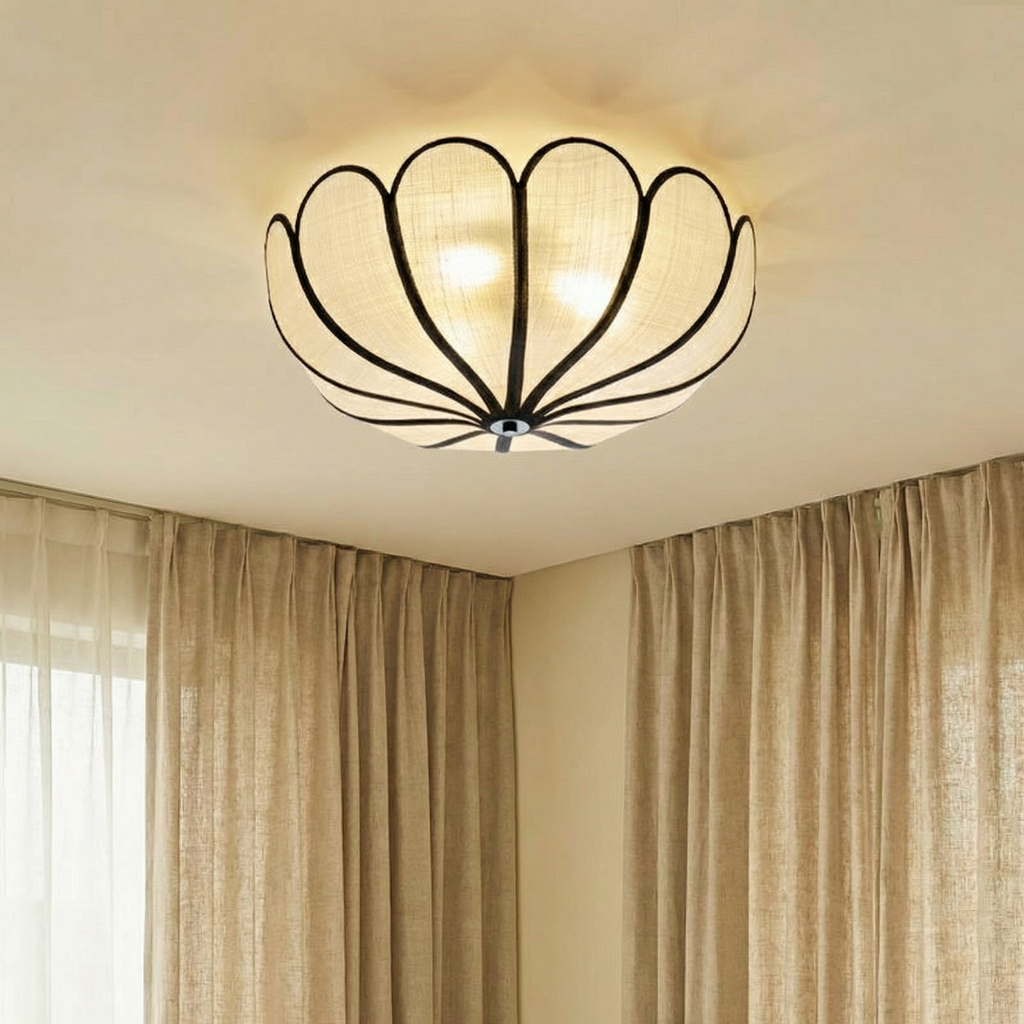 BreezeWeave Elegant Handwoven LED Flush Mount Ceiling Light Fixture