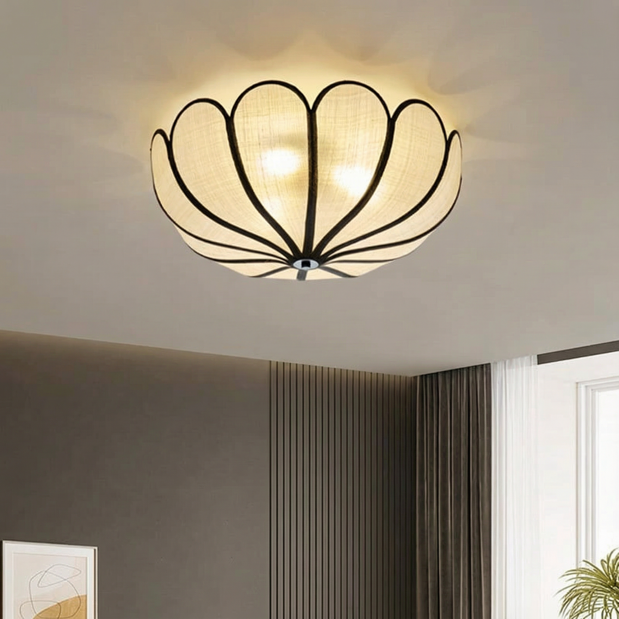 BreezeWeave Elegant Handwoven LED Flush Mount Ceiling Light Fixture